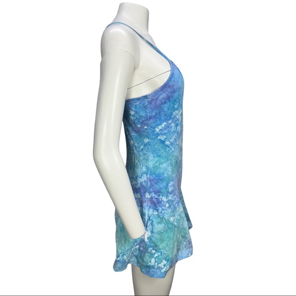 VTG 90's Purple/Blue/Green Tie Dye Spaghetti Strap Next Exit Romper Sm - Picture 3 of 10